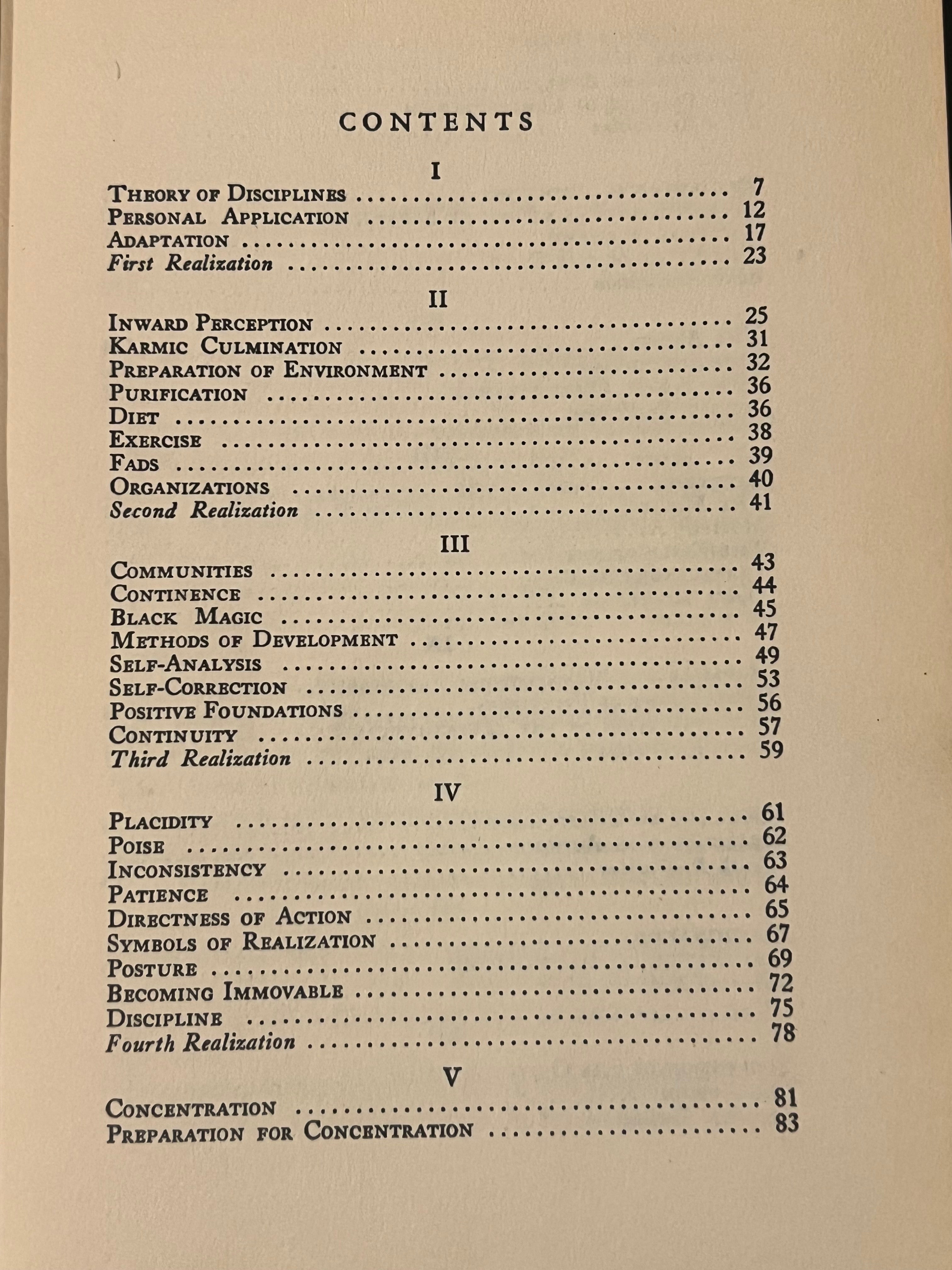 A printed table of contents page from a book, showing chapter and section headings with page numbers on an off-white paper background.