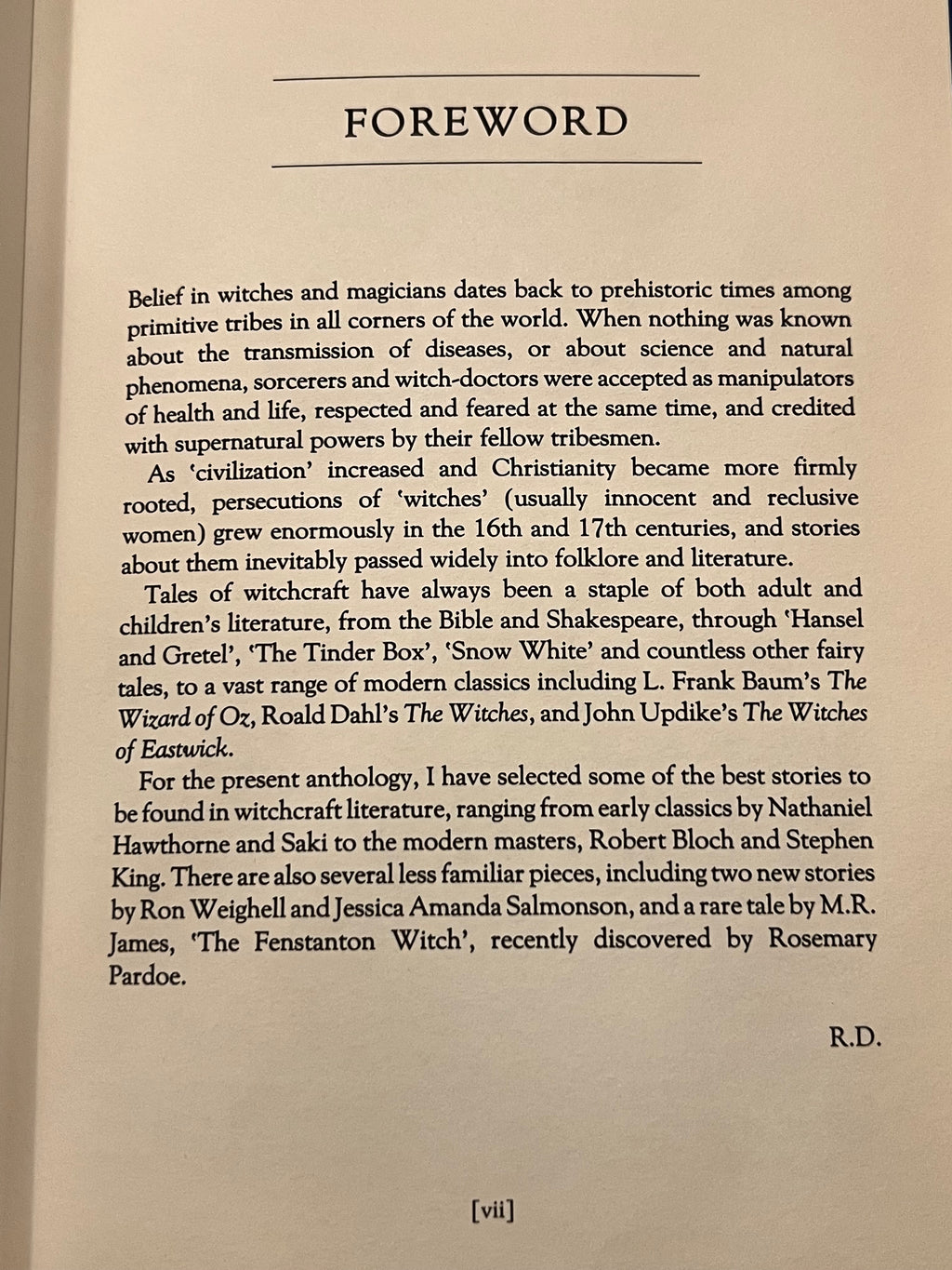 A photographed printed page with the heading 'FOREWORD' and several paragraphs of black serif text on an off-white paper background.