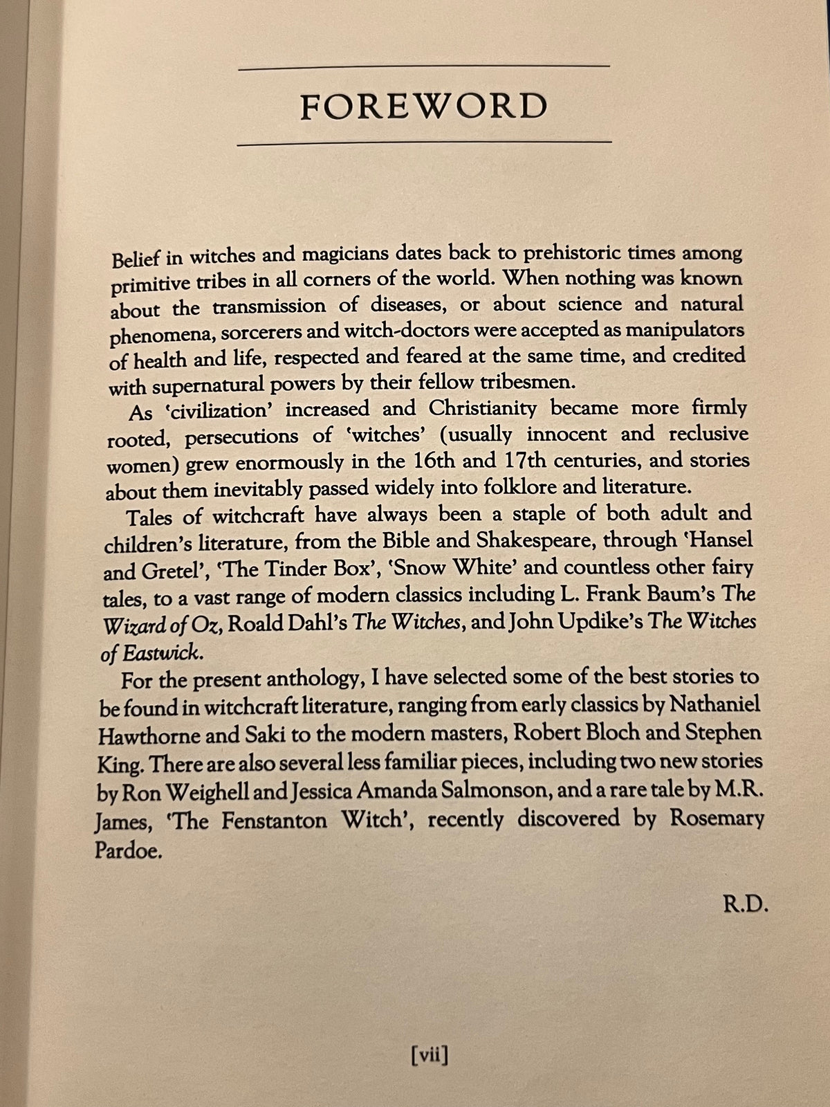 A photographed printed page with the heading 'FOREWORD' and several paragraphs of black serif text on an off-white paper background.
